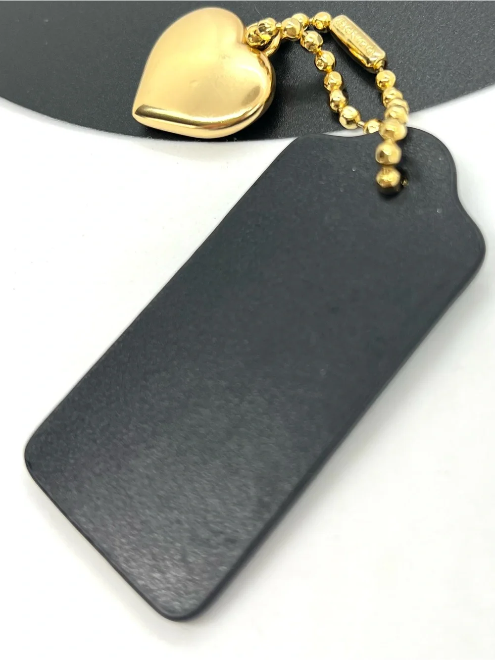 Coach x Selena Gomez Heart Bag Charm Black Leather Hangtag Limited Edition